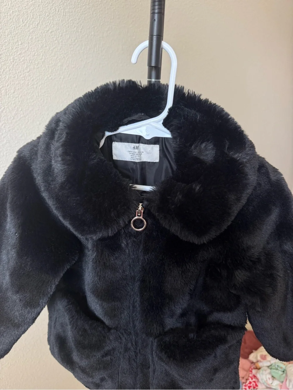H&M Black Faux Fur Kids Coat